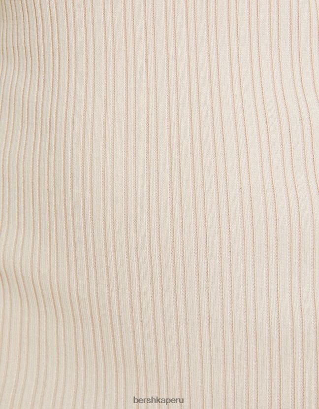 crema Bershka mujer vestido corto de canalé 806J6B244