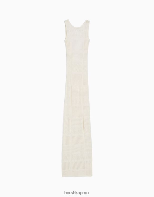 crema Bershka mujer vestido midi con abertura en la espalda 806J6B1852