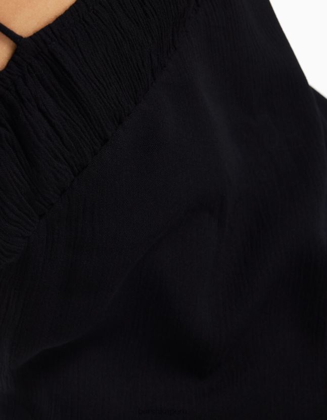 exclusivo Bershka mujer vestido midi de crepé con tiras 806J6B75
