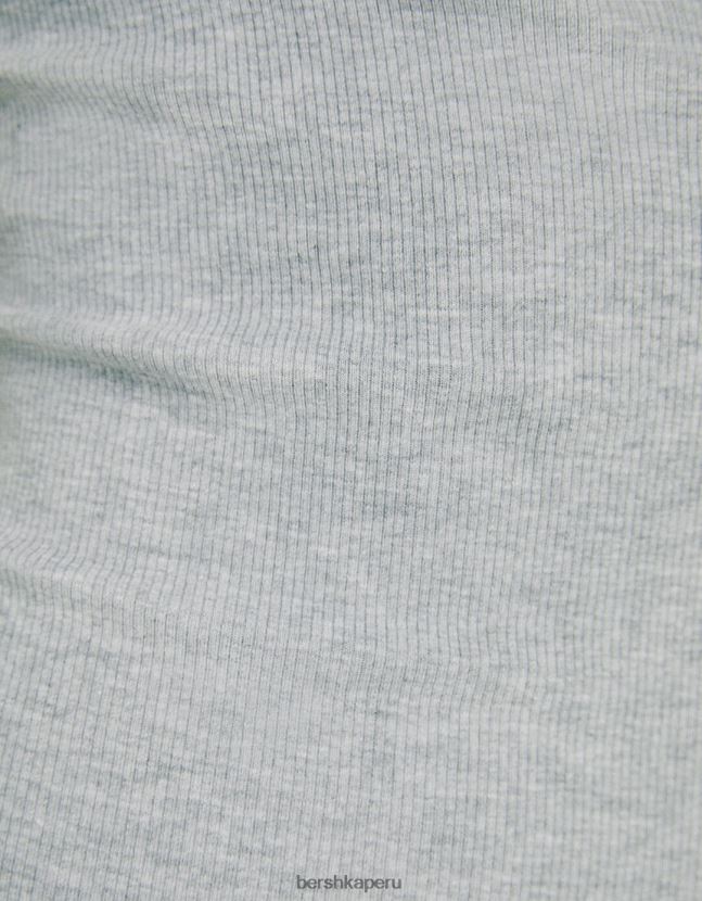 gris Bershka mujer mini vestido de manga corta con hombros descubiertos 806J6B4067