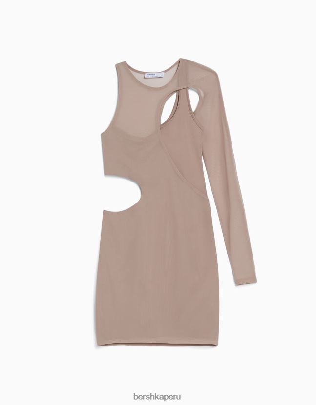 gris Bershka mujer mini vestido de tul asimétrico de manga larga 806J6B239