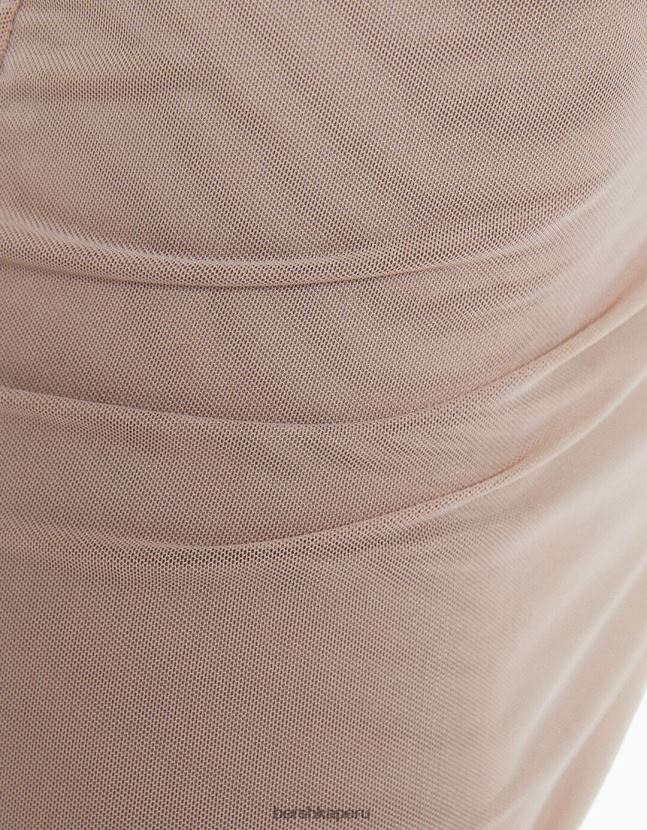 gris Bershka mujer mini vestido de tul asimétrico de manga larga 806J6B239