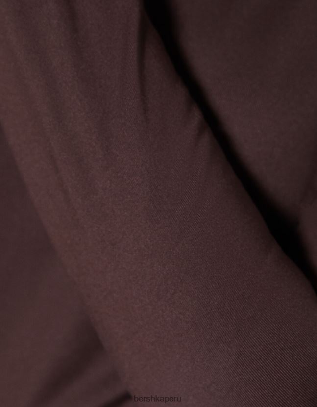 marrón Bershka mujer mini vestido con manga larga asimétrica y aberturas 806J6B256