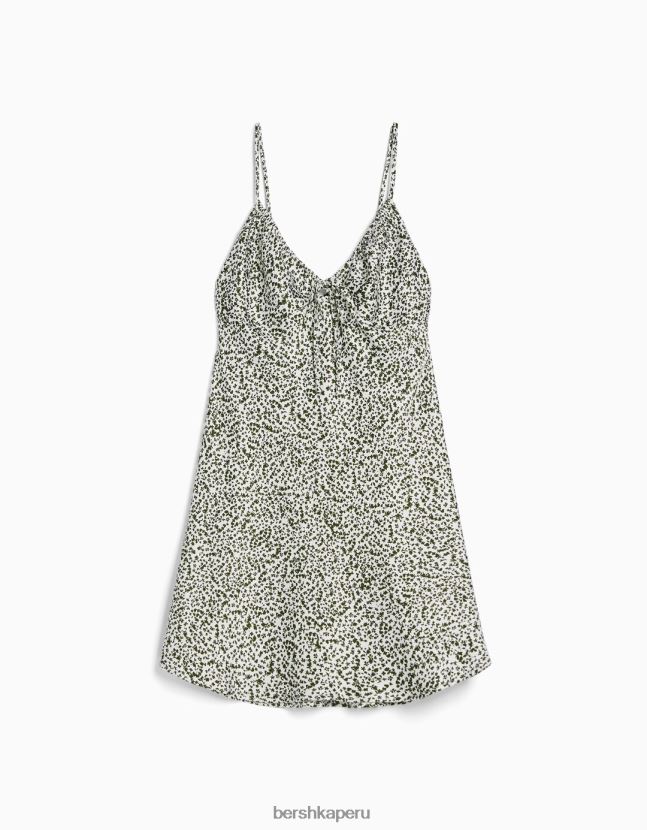 multicolor Bershka mujer minivestido fluido de satén con tiras y frunces 806J6B69