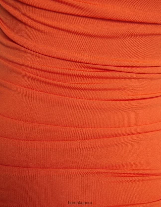 naranja Bershka mujer vestido largo con hombros descubiertos y volantes 806J6B1838