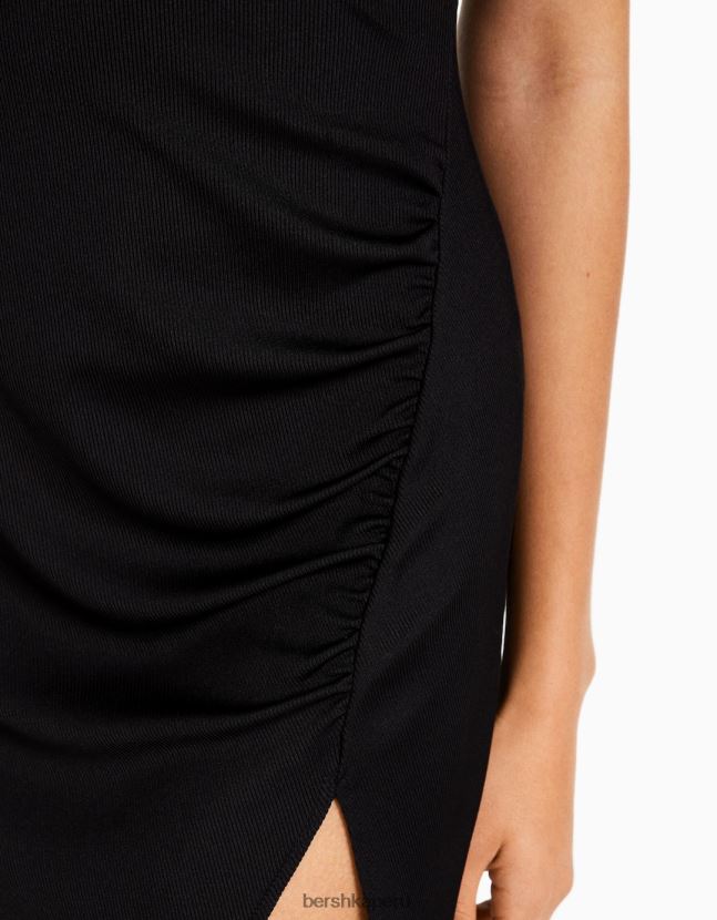 negro Bershka mujer mini vestido con detalle de encaje 806J6B114