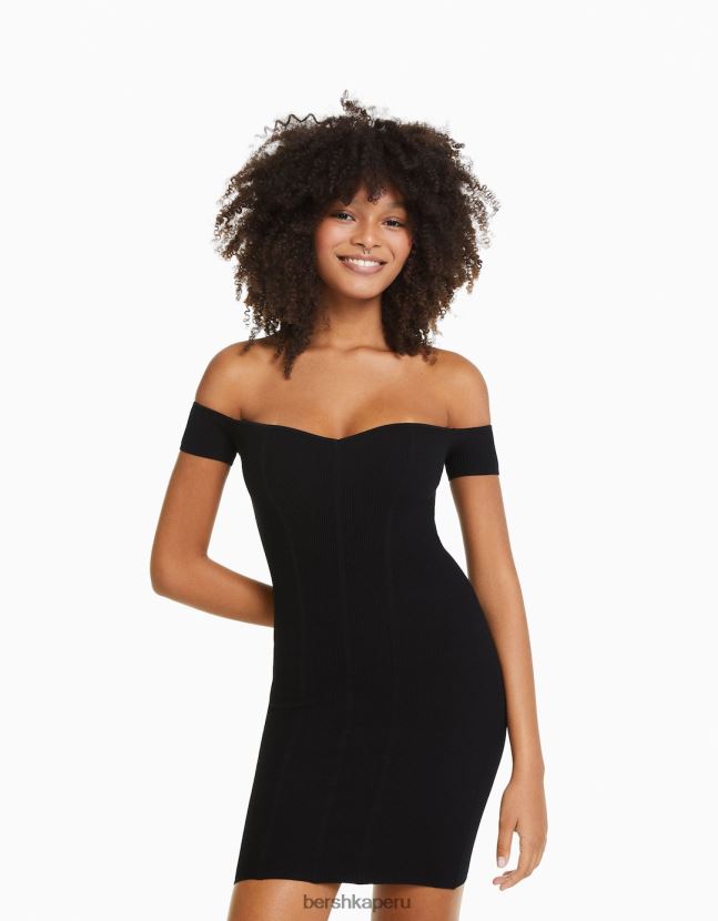 negro Bershka mujer mini vestido con escote corsé 806J6B208