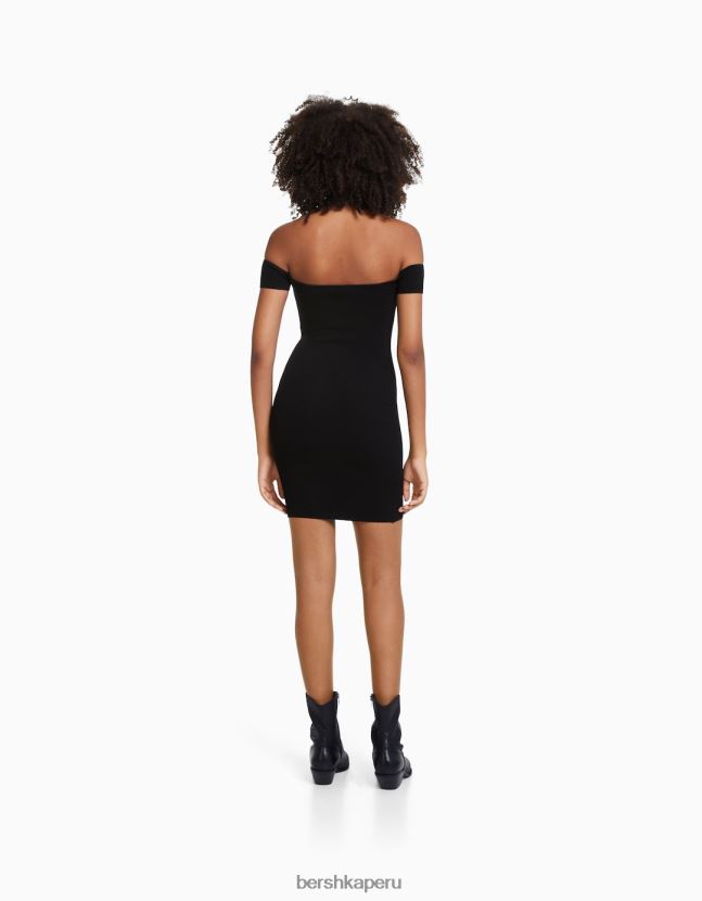 negro Bershka mujer mini vestido con escote corsé 806J6B208