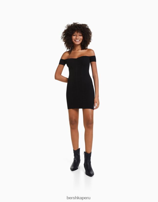 negro Bershka mujer mini vestido con escote corsé 806J6B208