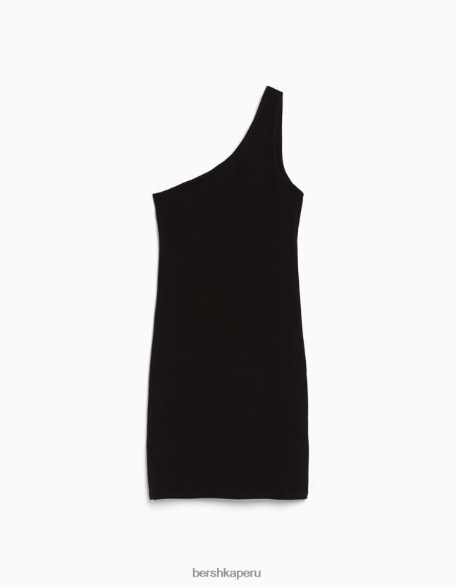 negro Bershka mujer mini vestido con tirantes asimétricos 806J6B168