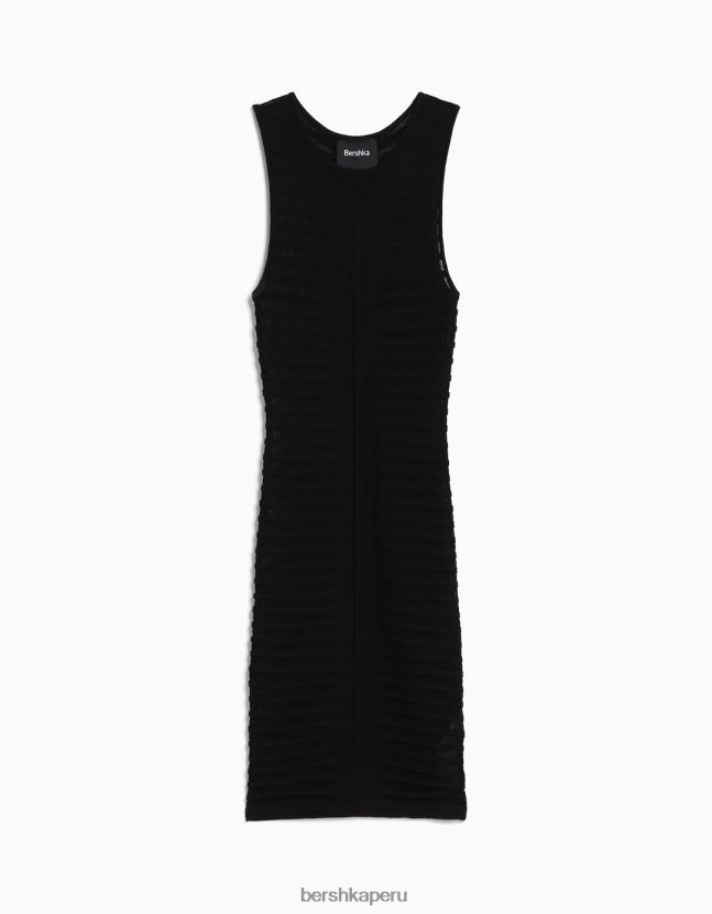negro Bershka mujer mini vestido de punto transparente sin mangas 806J6B240