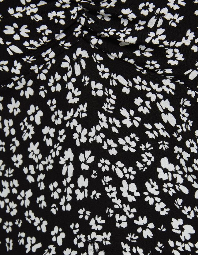 negro Bershka mujer mini vestido voluminoso de manga corta 806J6B225
