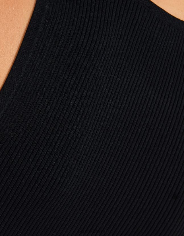 negro Bershka mujer minivestido de nailon sin mangas con detalle de aberturas 806J6B162