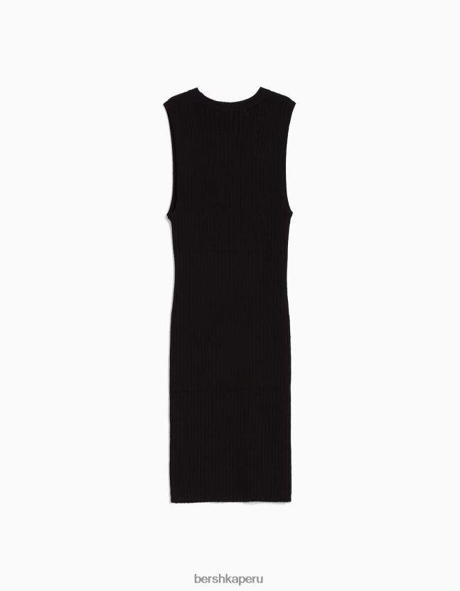 negro Bershka mujer vestido corto de canalé 806J6B243
