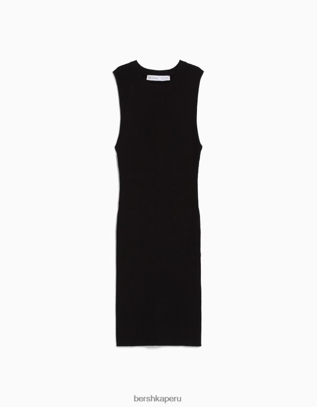 negro Bershka mujer vestido corto de canalé 806J6B4097