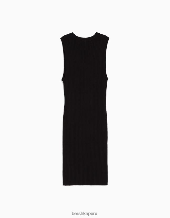 negro Bershka mujer vestido corto de canalé 806J6B4097