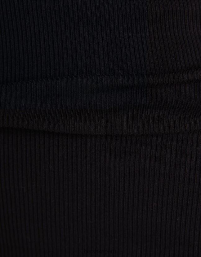 negro Bershka mujer vestido corto de canalé con manga larga 806J6B234