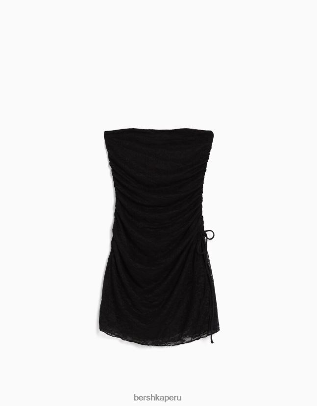 negro Bershka mujer vestido corto de encaje con hombros descubiertos 806J6B131