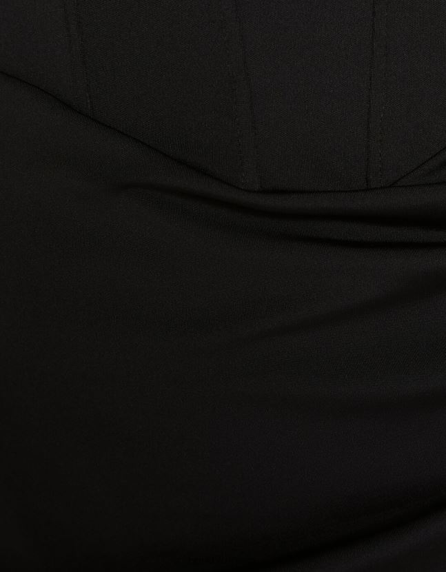 negro Bershka mujer vestido corto tipo corsé con bajo cruzado 806J6B125