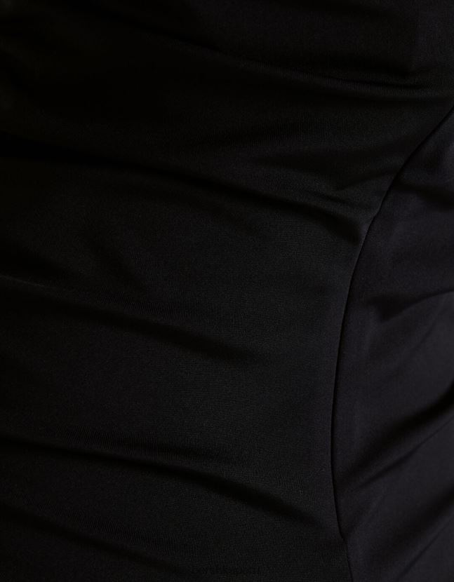 negro Bershka mujer vestido fruncido con detalle de escote 806J6B148