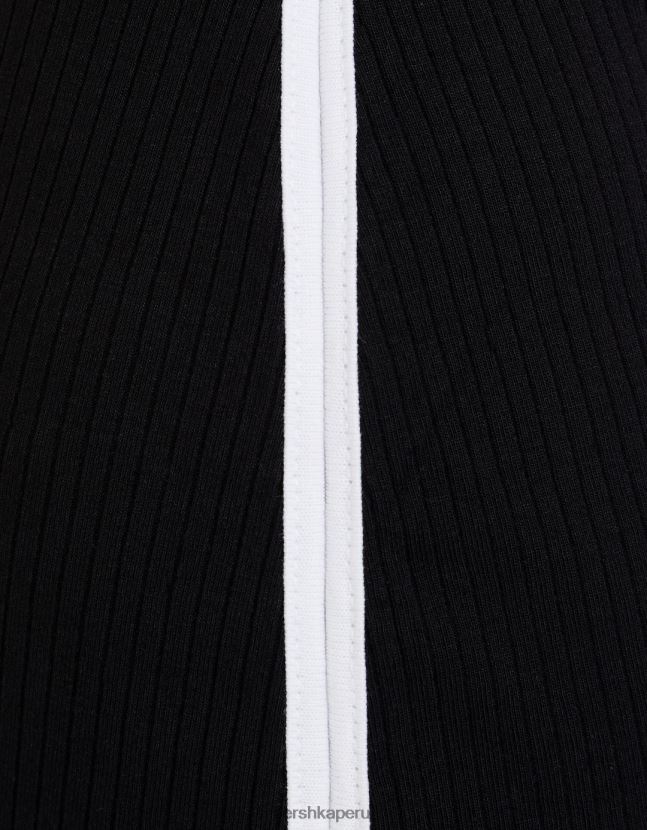negro Bershka mujer vestido midi con tirantes en contraste 806J6B192