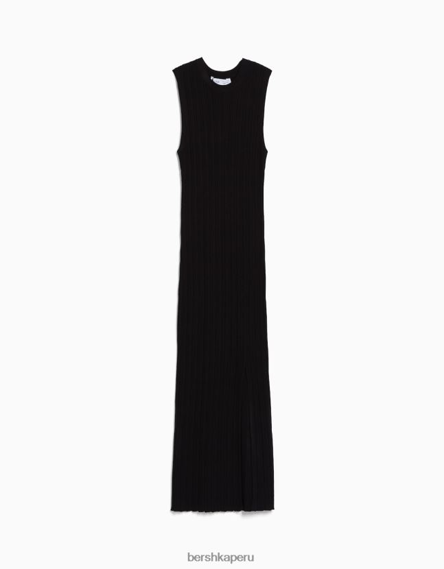 negro Bershka mujer vestido midi de punto sin mangas 806J6B221