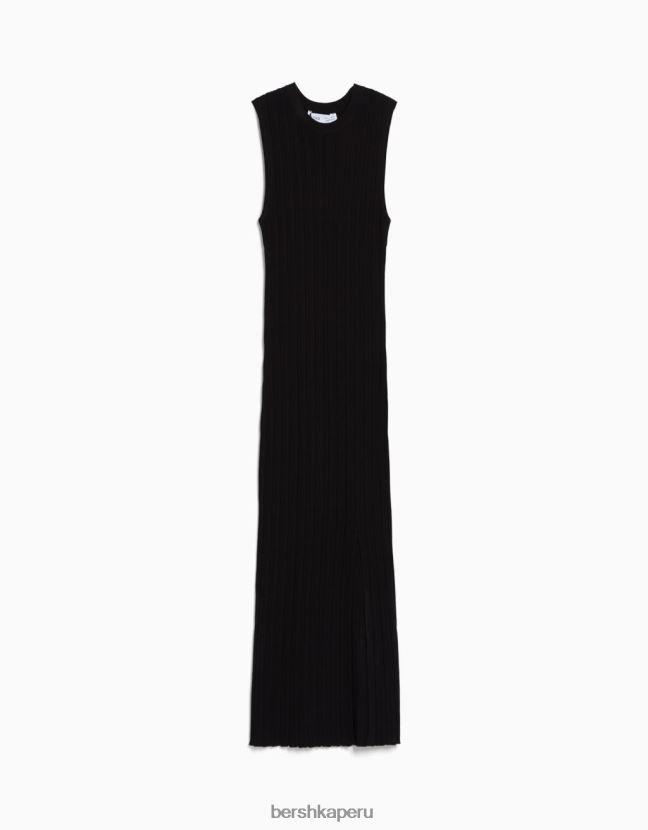 negro Bershka mujer vestido midi de punto sin mangas 806J6B974
