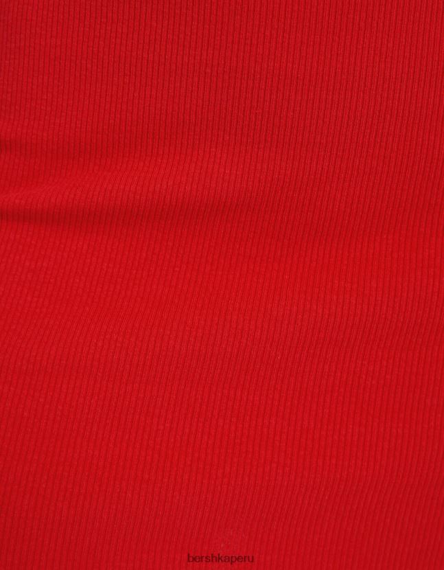 rojo Bershka mujer mini vestido de manga corta con hombros descubiertos 806J6B4068