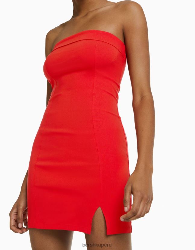 rojo Bershka mujer mini vestido estilo corsé con escote palabra de honor relax fit 806J6B199