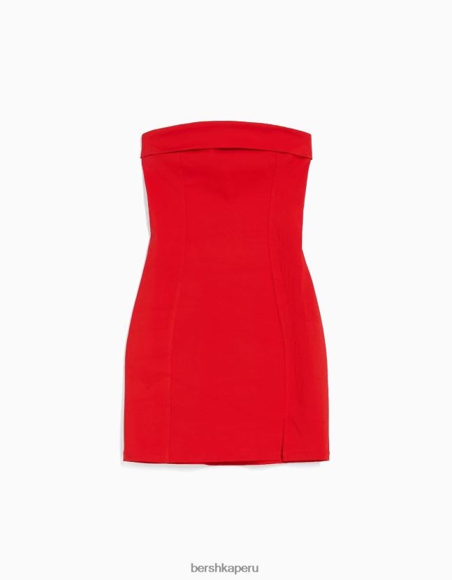 rojo Bershka mujer mini vestido estilo corsé con escote palabra de honor relax fit 806J6B199