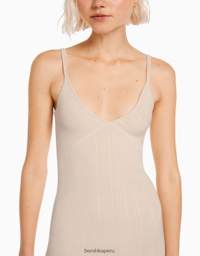 rosa Bershka mujer vestido corto con tiras 806J6B164