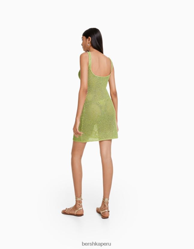 verde Bershka mujer vestido corto de malla con tiras brillantes 806J6B170