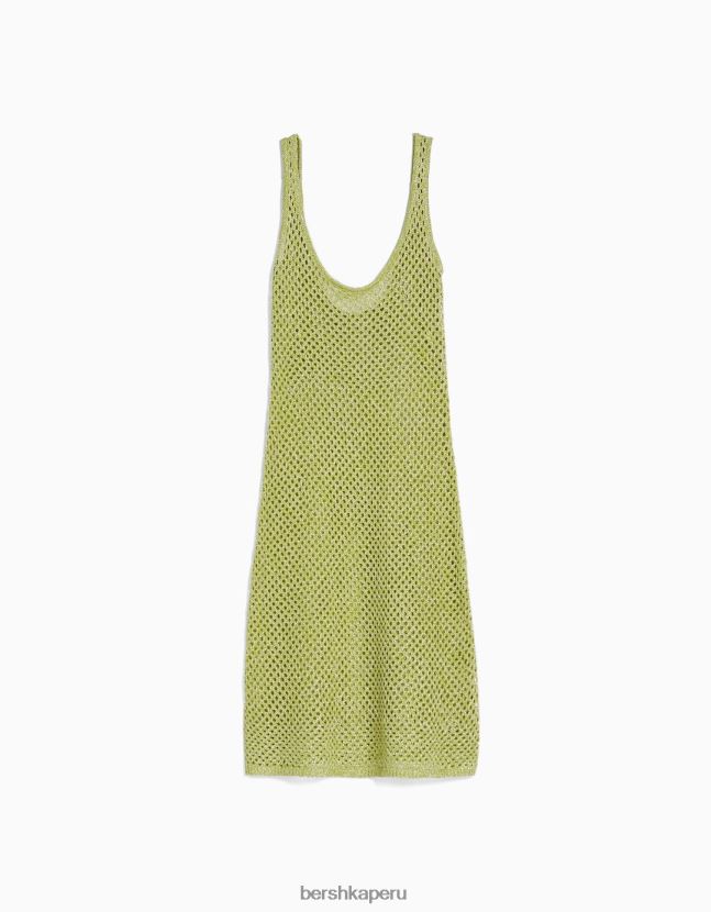 verde Bershka mujer vestido corto de malla con tiras brillantes 806J6B170