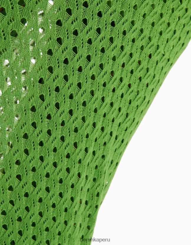 verde Bershka mujer vestido largo de ganchillo con mangas largas 806J6B119