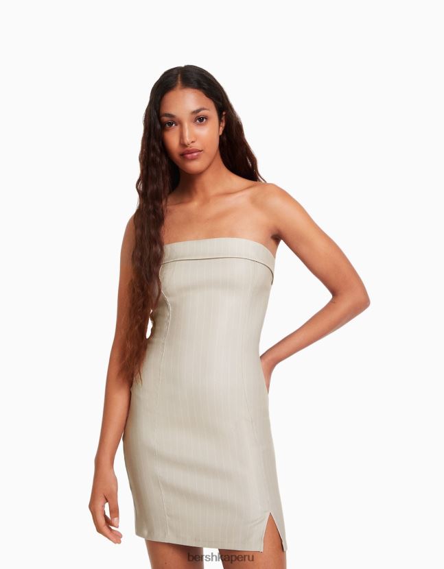 visón Bershka mujer mini vestido estilo corsé con escote palabra de honor relax fit 806J6B95