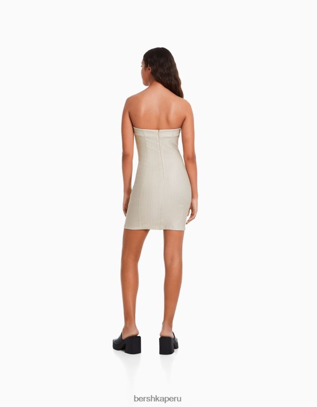 visón Bershka mujer mini vestido estilo corsé con escote palabra de honor relax fit 806J6B95