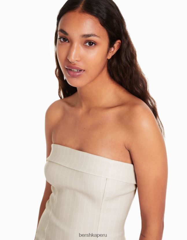 visón Bershka mujer mini vestido estilo corsé con escote palabra de honor relax fit 806J6B95