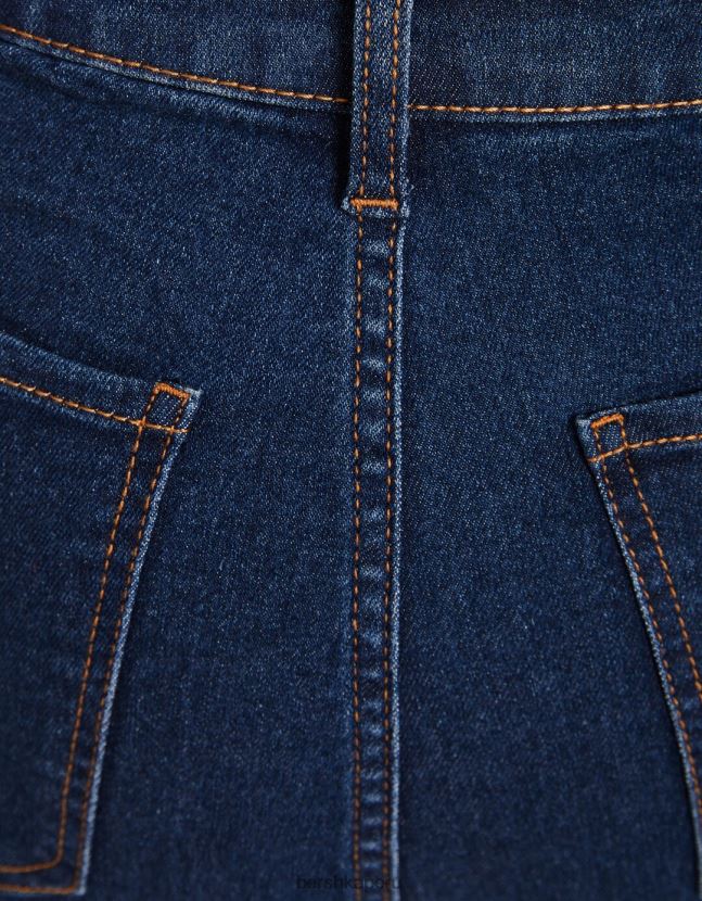 azul Bershka mujer shorts de mezclilla elásticos de tiro alto 806J6B1733