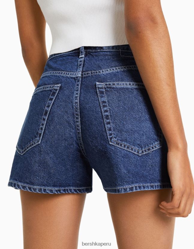 azul Bershka mujer shorts de mezclilla mom fit 806J6B1684