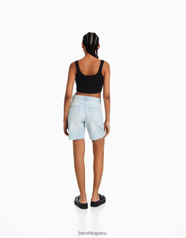 azul claro Bershka mujer bermudas de mezclilla vintage 806J6B1692