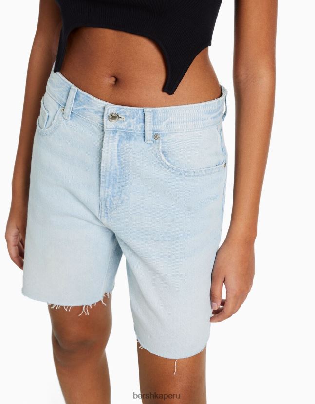 azul claro Bershka mujer bermudas de mezclilla vintage 806J6B1692