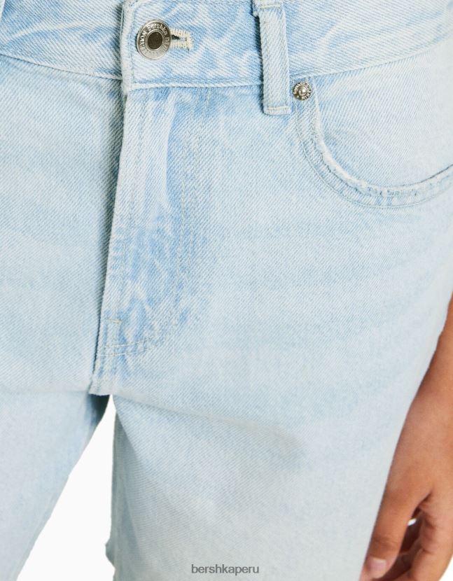 azul claro Bershka mujer bermudas de mezclilla vintage 806J6B1692