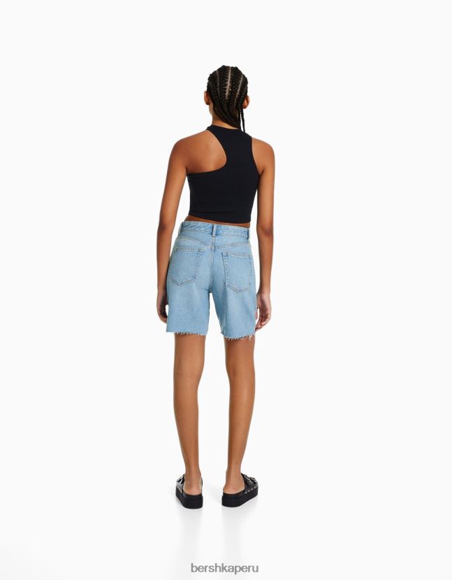 azul claro Bershka mujer bermudas de mezclilla vintage 806J6B1705