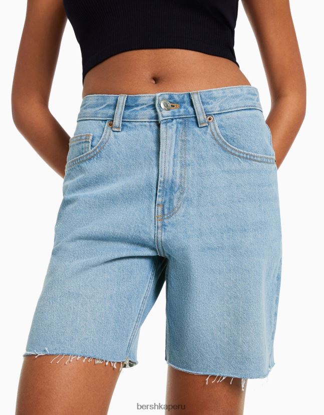 azul claro Bershka mujer bermudas de mezclilla vintage 806J6B1705