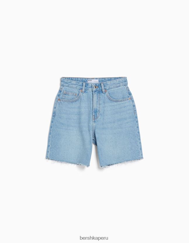 azul claro Bershka mujer bermudas de mezclilla vintage 806J6B1705