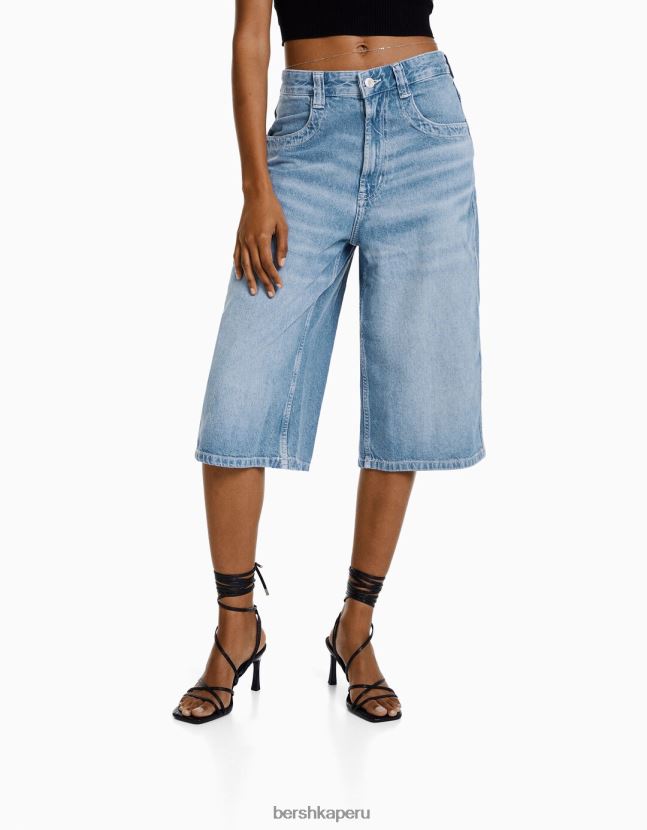 azul claro Bershka mujer bermudas vaqueras muy holgadas de los 90 806J6B1976