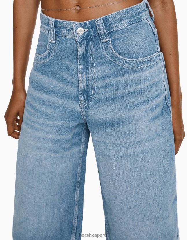 azul claro Bershka mujer bermudas vaqueras muy holgadas de los 90 806J6B1976