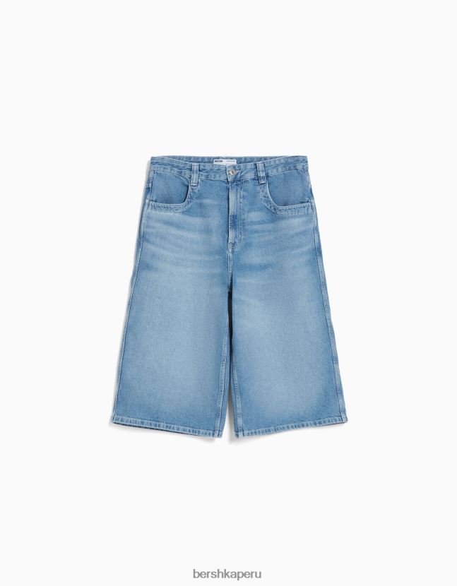 azul claro Bershka mujer bermudas vaqueras muy holgadas de los 90 806J6B1976