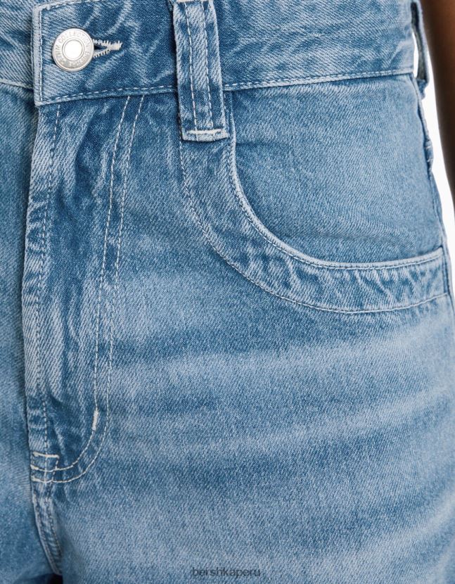 azul claro Bershka mujer bermudas vaqueras muy holgadas de los 90 806J6B1976