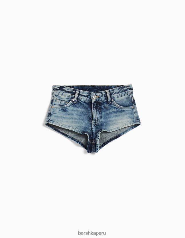 azul claro Bershka mujer shorts de mezclilla desgastados 806J6B1677